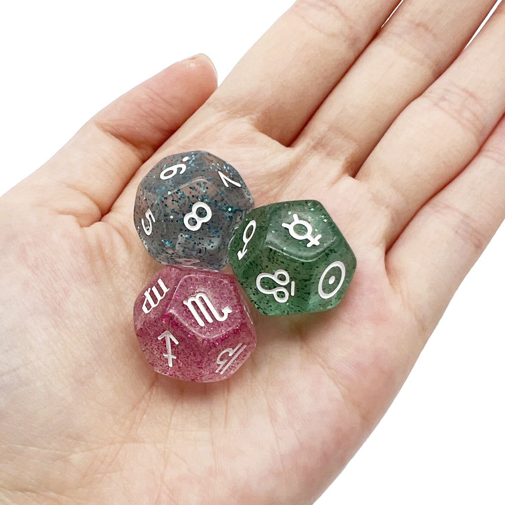3pcs D12 Astrology Dice for Constellation Divination Leisure and Entertainment Supplies for Party Game Role Playing Game