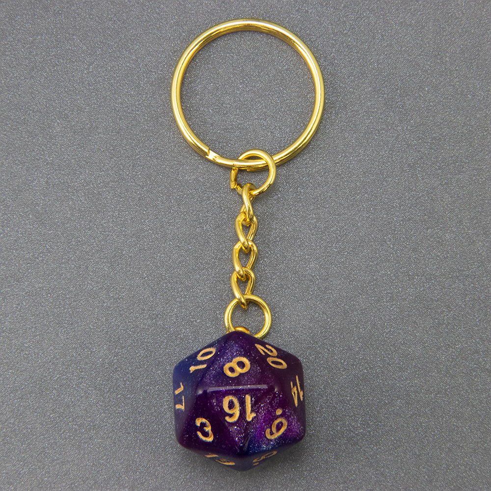 Starry Sky Effect Dice Keychain Fashion Dice Charm Keyring for Pouch Hand Bag Car Pendant