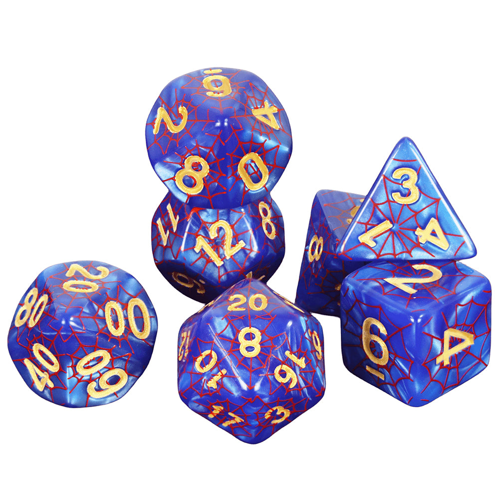 DND Dice Set - 7pcs Board Game Dice with Red Spider Web Pattern D4-D20 for DND Role Playing Game Entertainment Supplies, Perfect Gift for DND Player