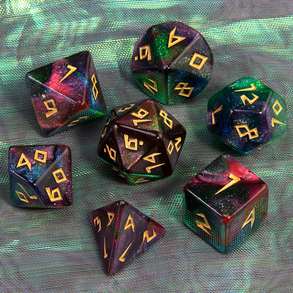 DND Dice Set Acrylic Polyhedral Dice 7 Pieces Mixed Colour Glitter Games Dice for RPG DND Board Game Accessories