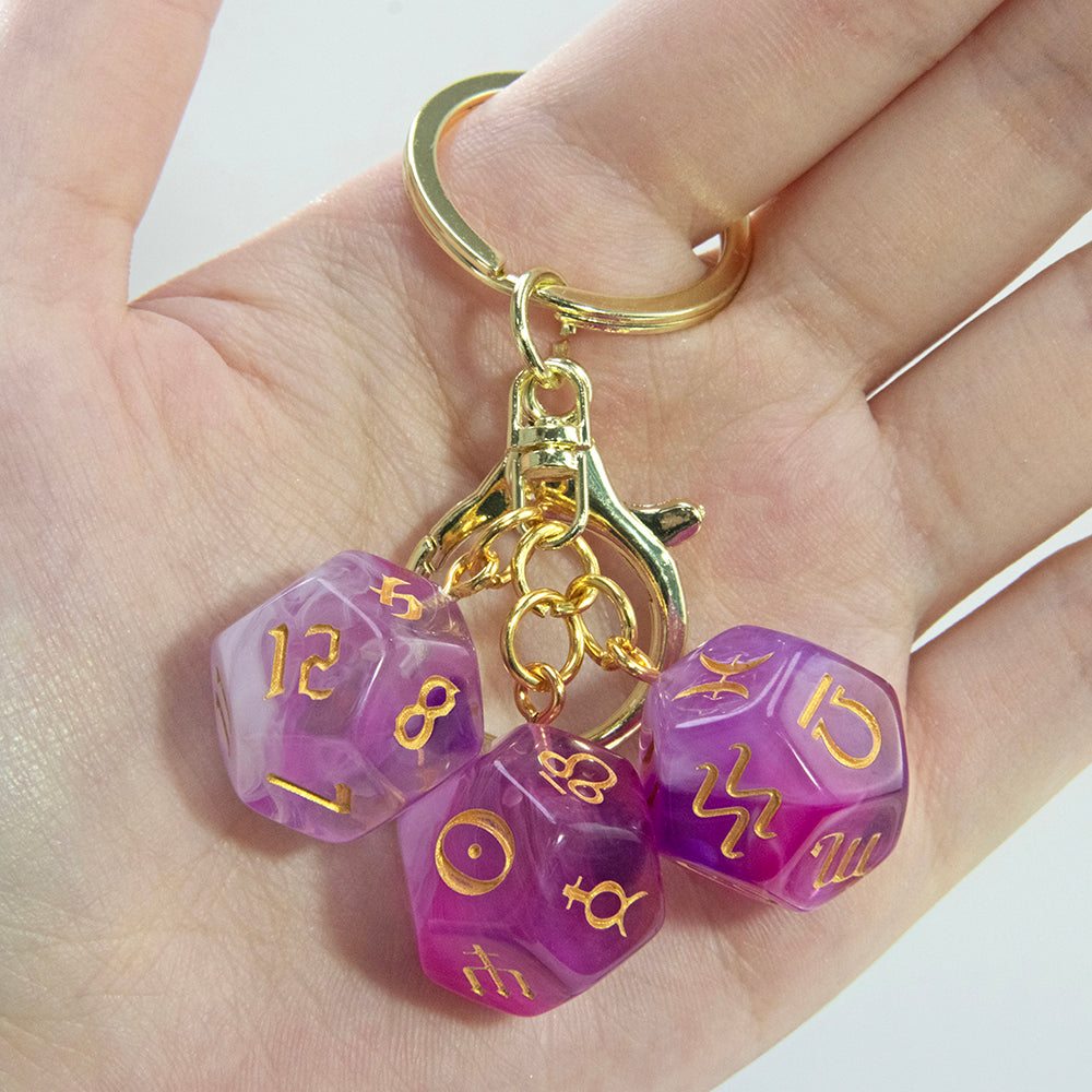 Dice Pendant Keychain Creative Gift Keyring Tarot D12 Dice Keychains for Wallet Handbag Lanyard