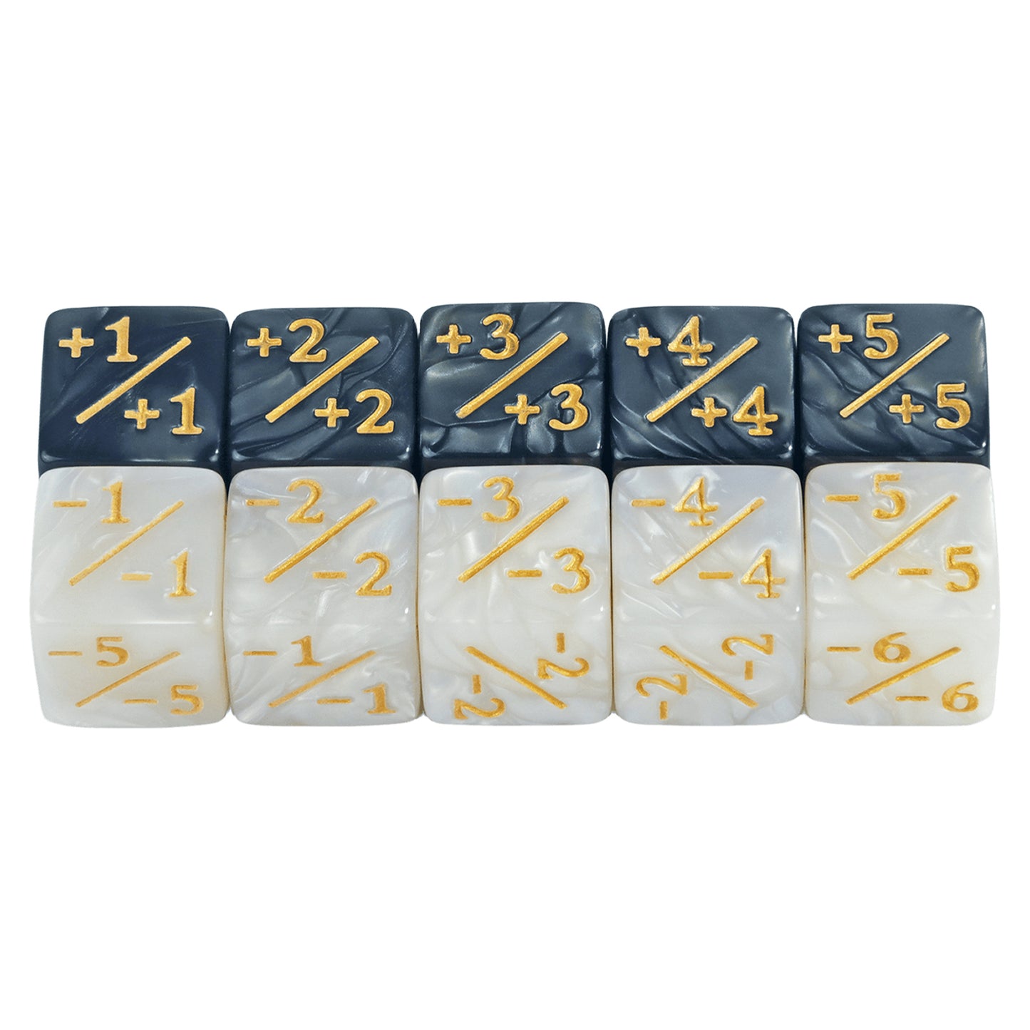 Six Sided Dice Set D6 Counters +1/+1 and -1/-1 Set of 10 Dice for Math Teaching, Card Game Accessories