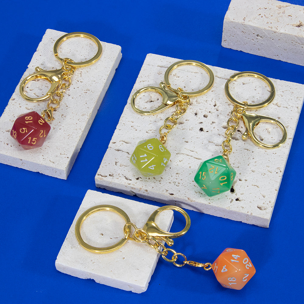 Luminous Dice Keychain Fashion Dice Charm, Pouch Handbag Car Pendant, Table Game Souvenirs for DND RPG Game Lover