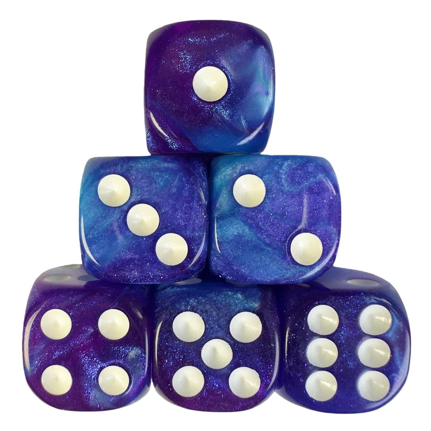 6pcs 16mm DND Dice 6 Sided with Pips, D6 Mixing Color with Glitter Dice for Party Entertainment Table Game