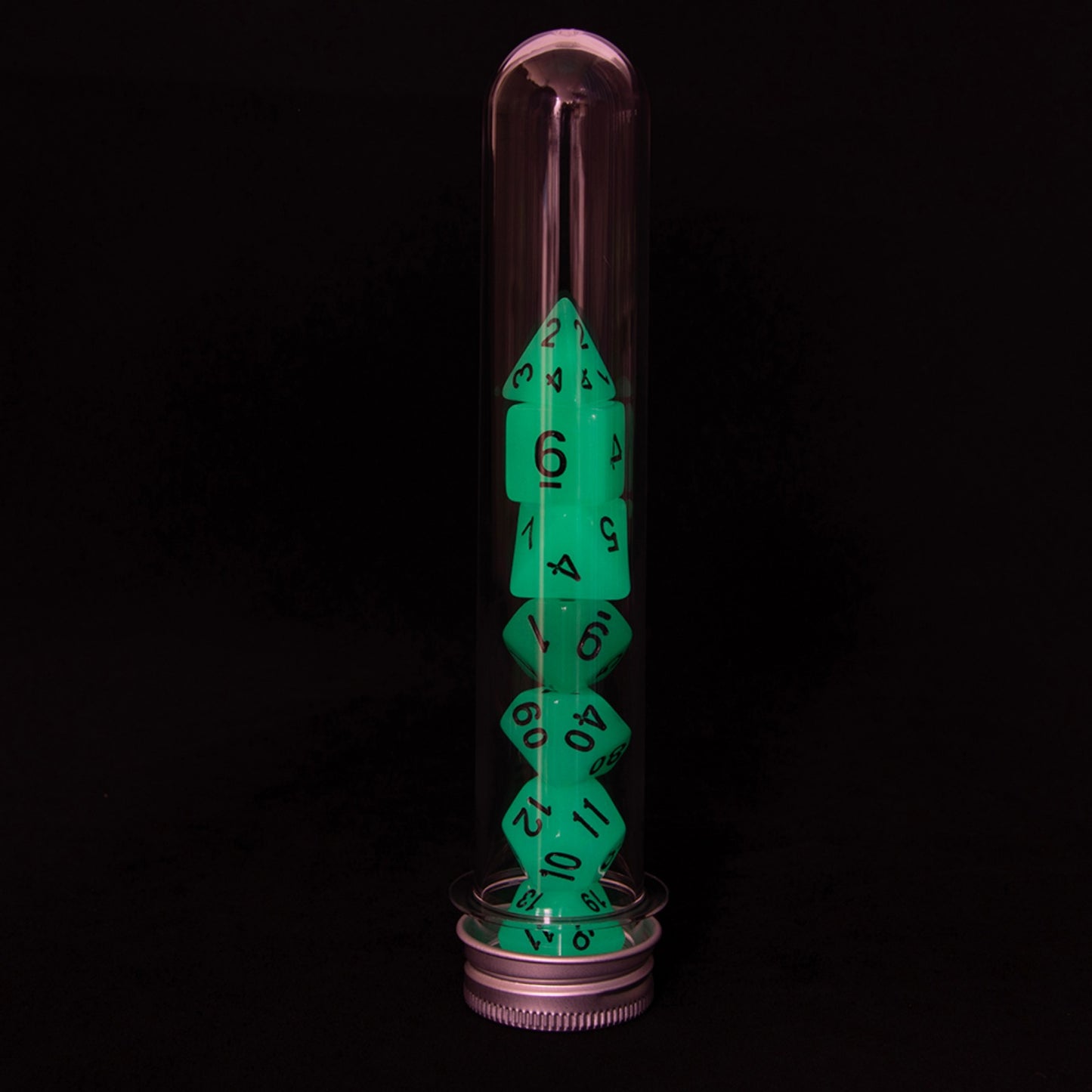 Glowing Dice Polyhedral Dice RPG DND Dice Set 7piece Luminous Dice with Tube for D&D Tabletop Role-Playing Games Party Supplies