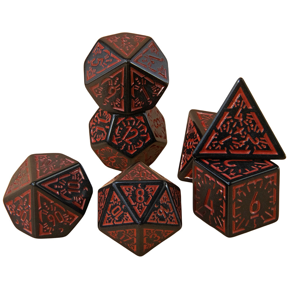 DND Carving Pattern Dice 7Pcs RPG Polyhedral Dice Set for Boardgame As Gift Entertainment Accessories