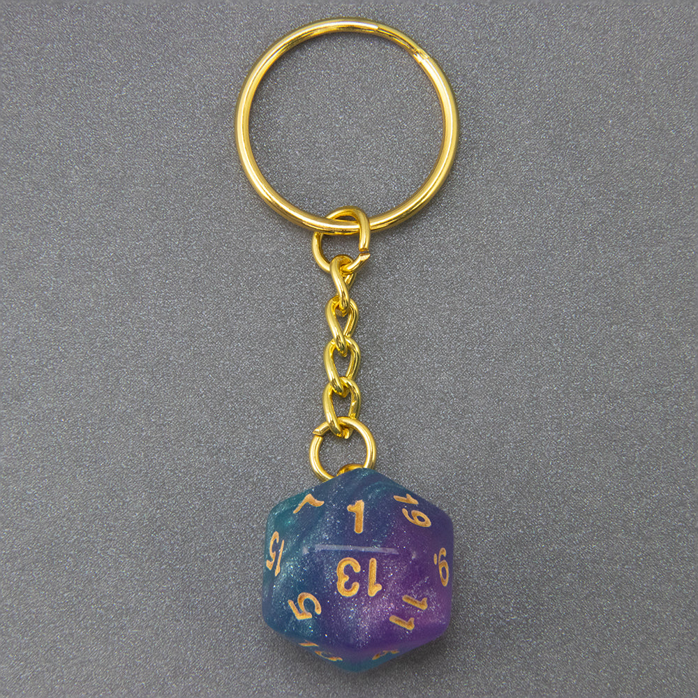 Starry Sky Effect Dice Keychain Fashion Dice Charm Keyring for Pouch Hand Bag Car Pendant
