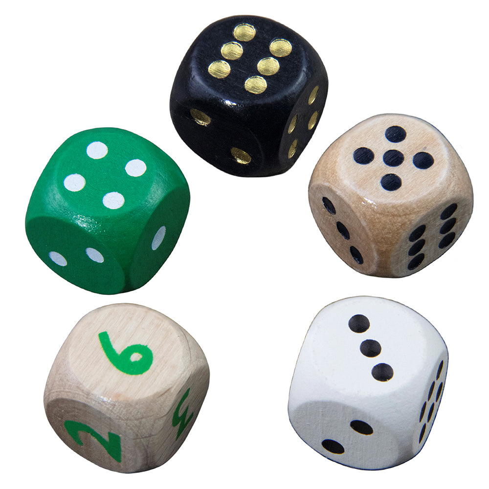 5pcs 16mm Wooden Dice 6 Sided Game Dice for Dice Game Math Teaching DIY Board Game