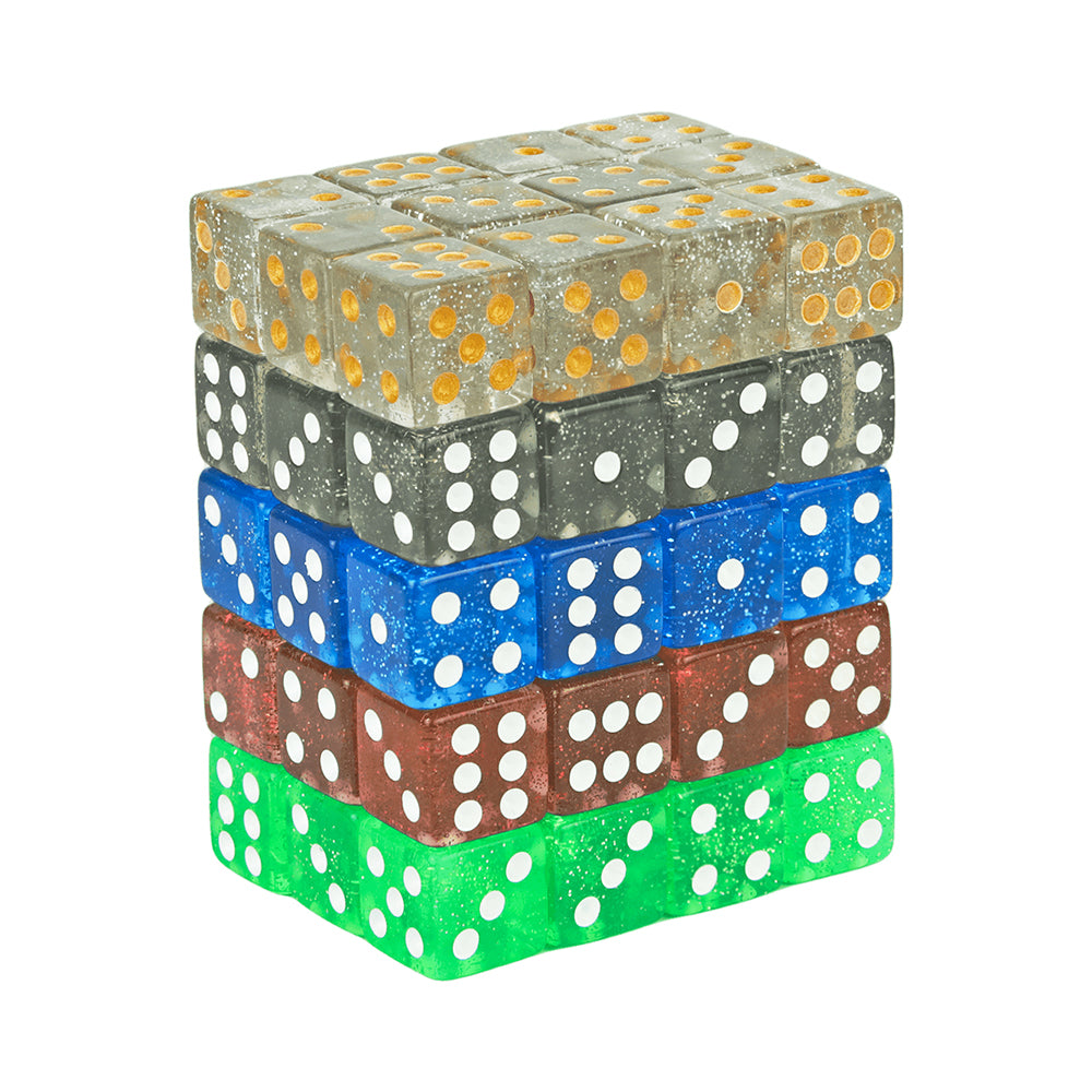 16mm Dice Set for Tabletop Games, 10pcs  6 Sided Dice, Transparent Glitter Effect, Acrylic Square-Corner Dice for Board Games DND TRPG