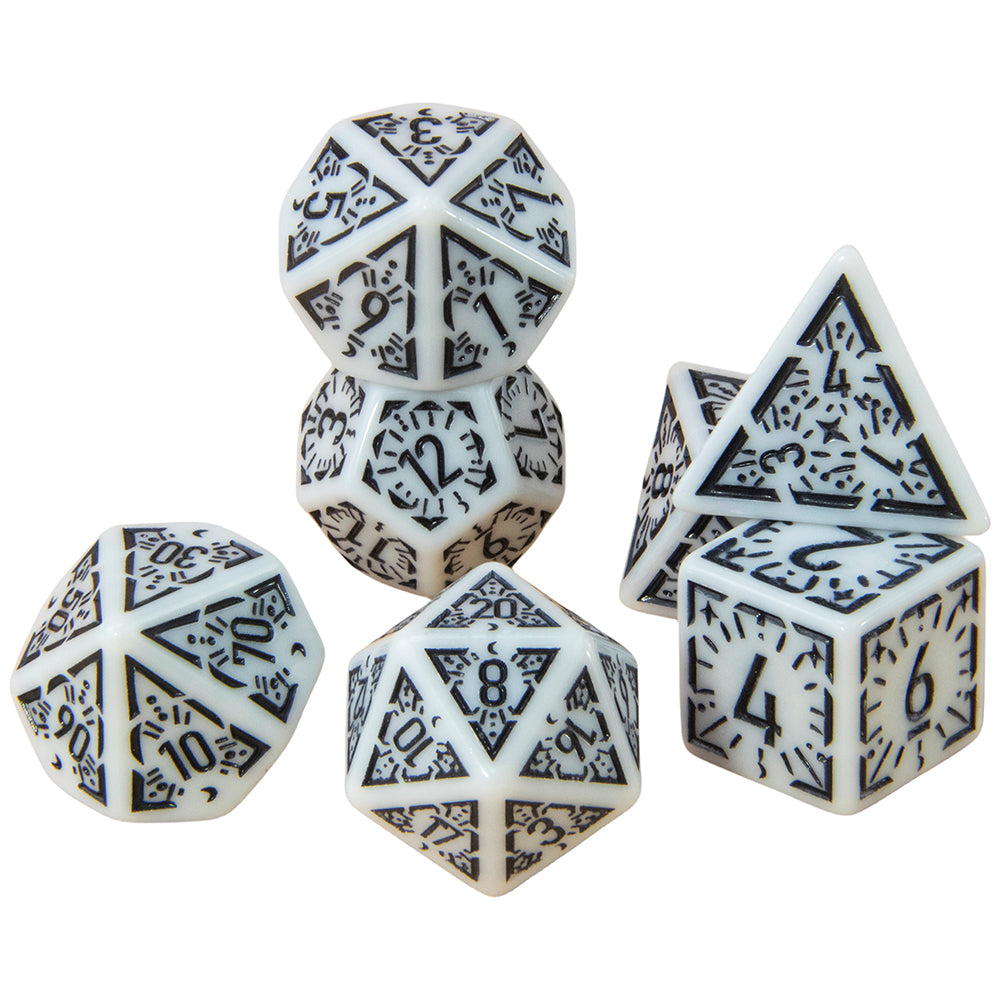 DND Carving Pattern Dice 7Pcs RPG Polyhedral Dice Set for Boardgame As Gift Entertainment Accessories