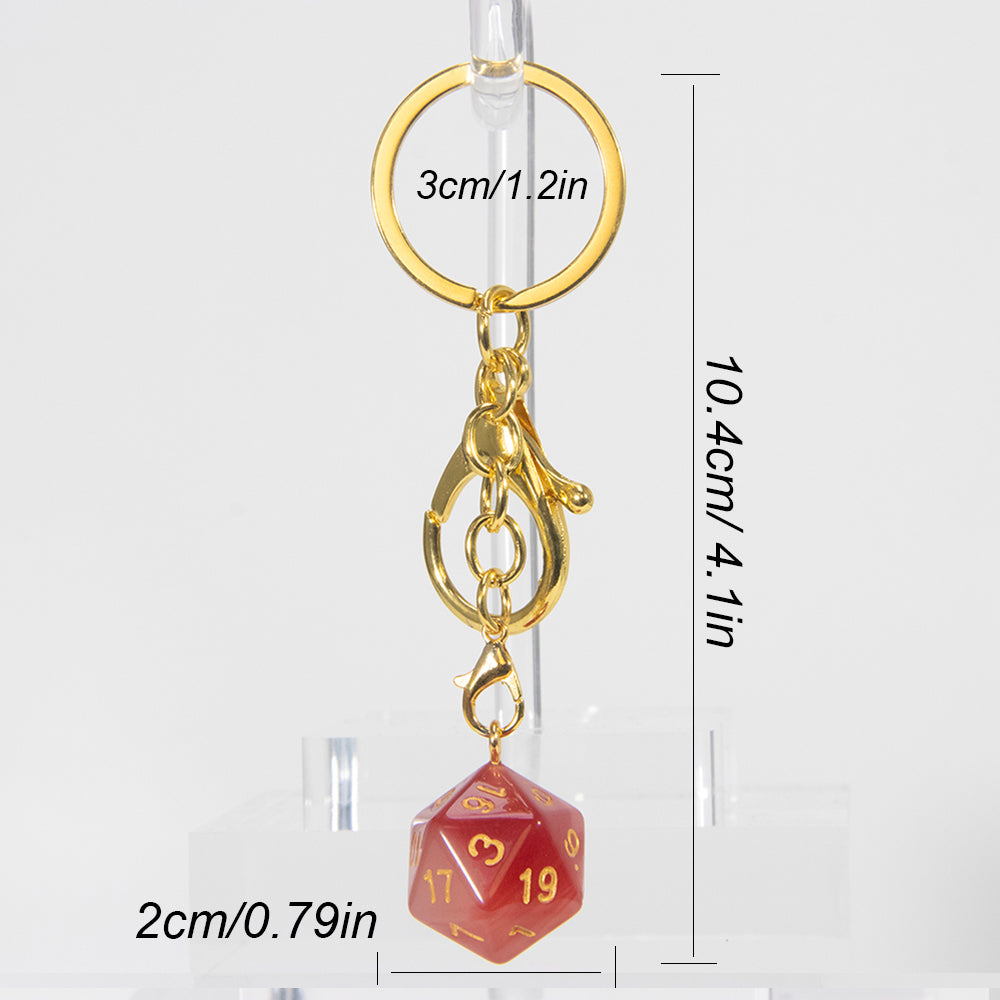 Luminous Dice Keychain Fashion Dice Charm, Pouch Handbag Car Pendant, Table Game Souvenirs for DND RPG Game Lover