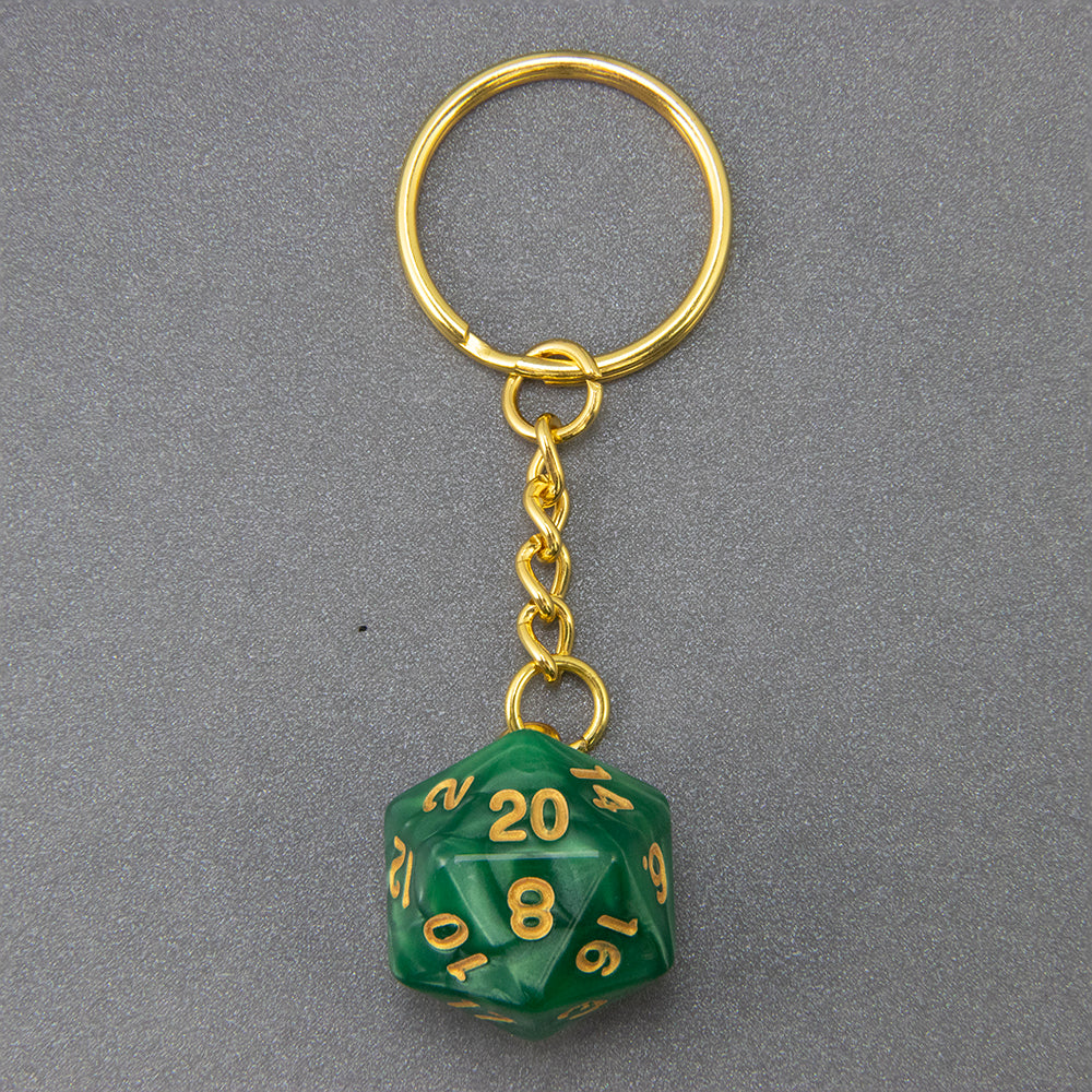 Marble Colored Dice Keychain DND Board Game Souvenirs 20 Sided Dice Pendant Keychain for Men Women