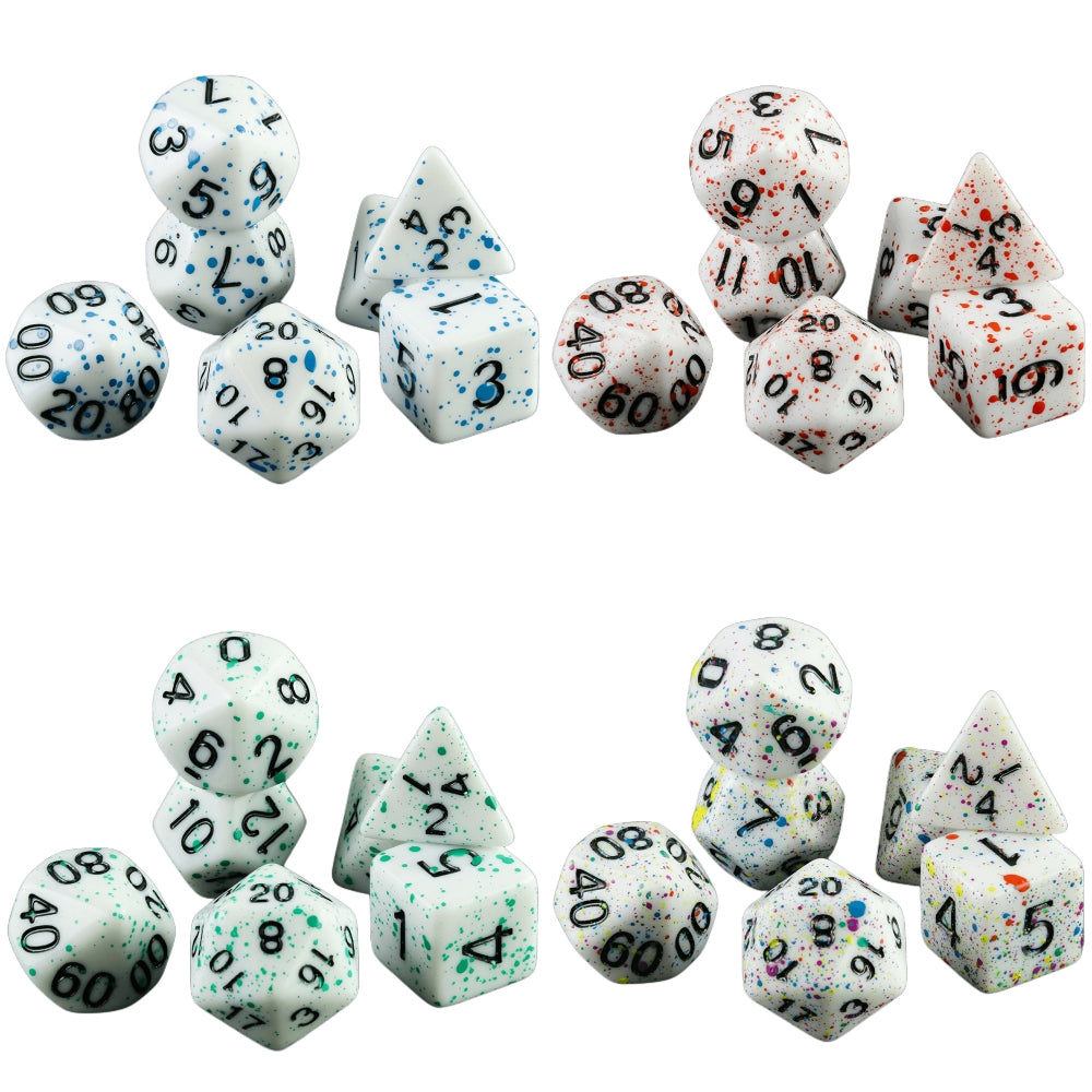 7pcs DND Dice Set Splatter Effect Polyhedral Dice D4-D20 for Role Playing DND Board Game
