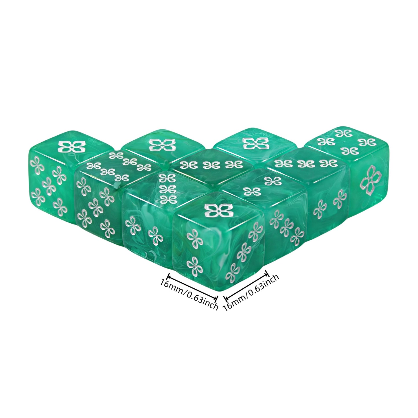D6 Dice Set 10pcs 16mm Love Heart/leaf/flower/diamond Patterns Game Dice for Board Game, Math Teaching