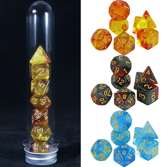 7pcs D&D Dice Set Mixed Color and Glitter Polyhedral Game Dice with Tube, Table Board Playing Game for Bar Club Party