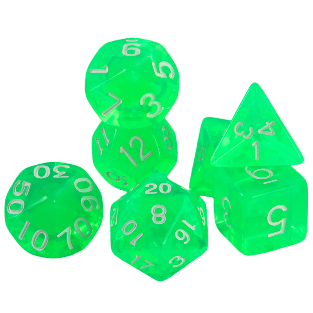DND Transparent Dice 7pcs Polyhedral Dice for DND Role Playing Tabletop Borad Games Math Teaching