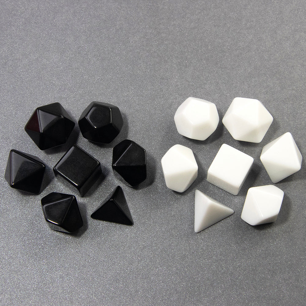 7pcs Blank Poyhedral Dice DIY Board Game, Black/ White