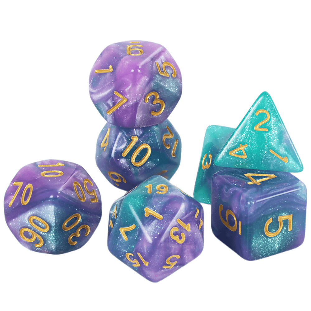 Creative Universe Galaxy DND Game Dice Polyhedral Dice Set with Tube for Souvenirst Entertainment RPG Table Game