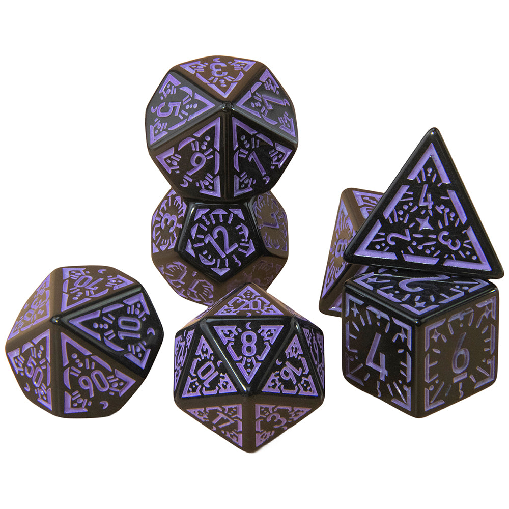 DND Carving Pattern Dice 7Pcs RPG Polyhedral Dice Set for Boardgame As Gift Entertainment Accessories