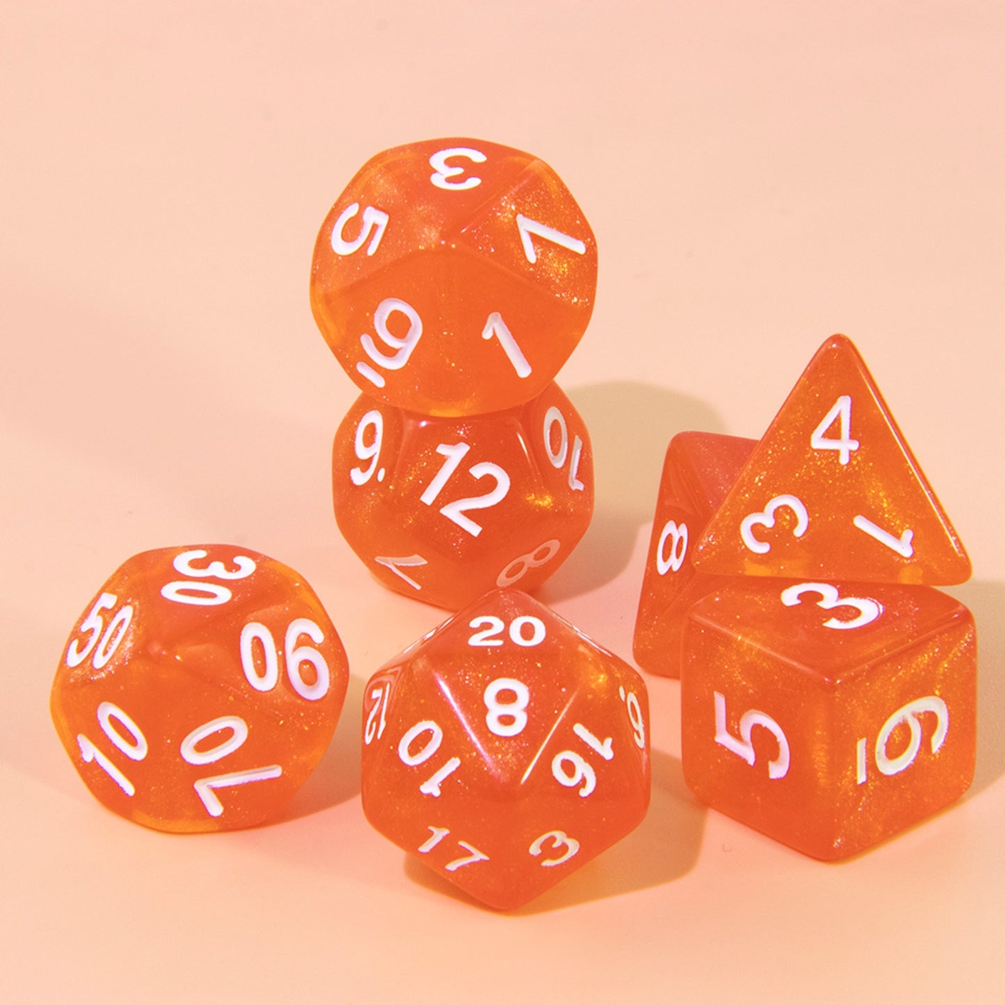 7pcs Glitter Polyhedral Dice Set D4 D6 D8 D% D10 D12 D20 Dice with Tube for D&D RPG Role Playing Game Table Game Accessories