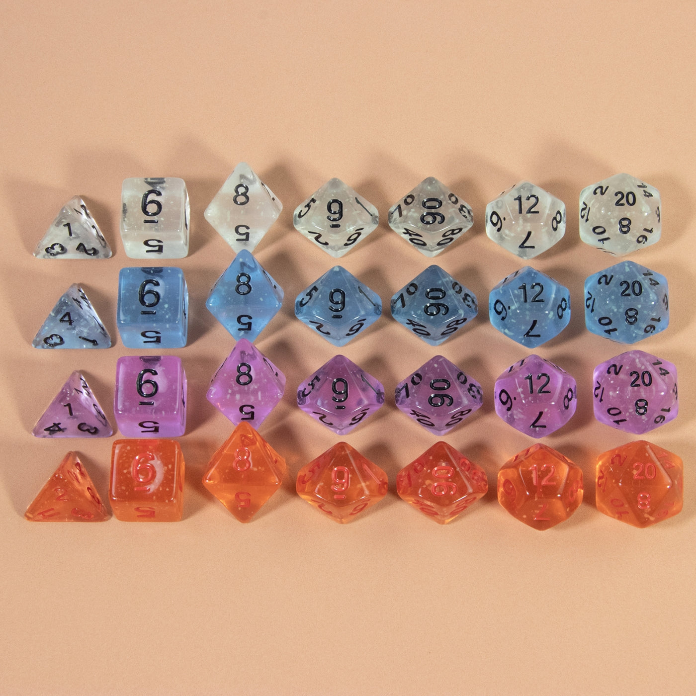 Transparent Dice Set - DND Dice Set for DND RPG Role Playing Game, 7-Piece Polyhedral Dice Set