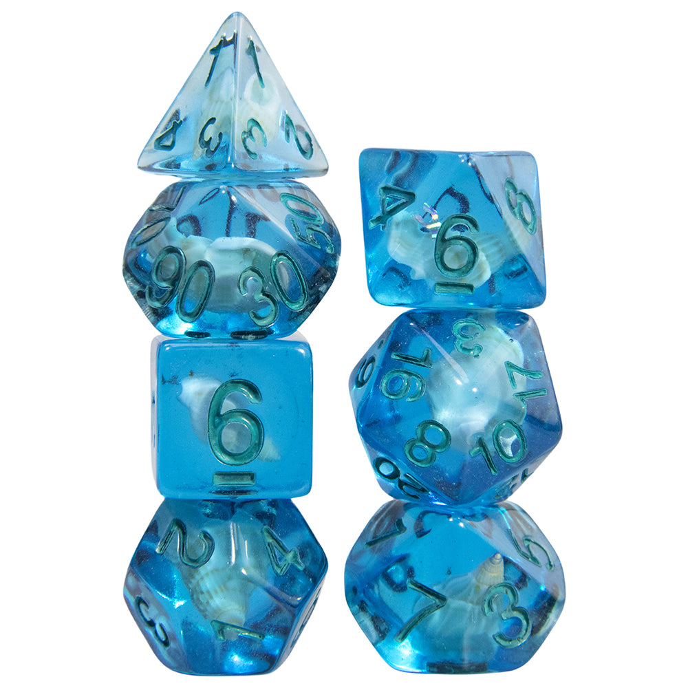 Shells/Skull Polyhedral Dice Set 7 Pieces D4-D20 D&D Game Dices for DND TRPG Board Game and Role Playing Game Accessories