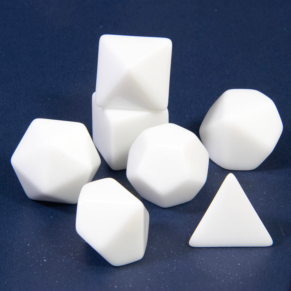 7pcs Blank Poyhedral Dice DIY Board Game, Black/ White