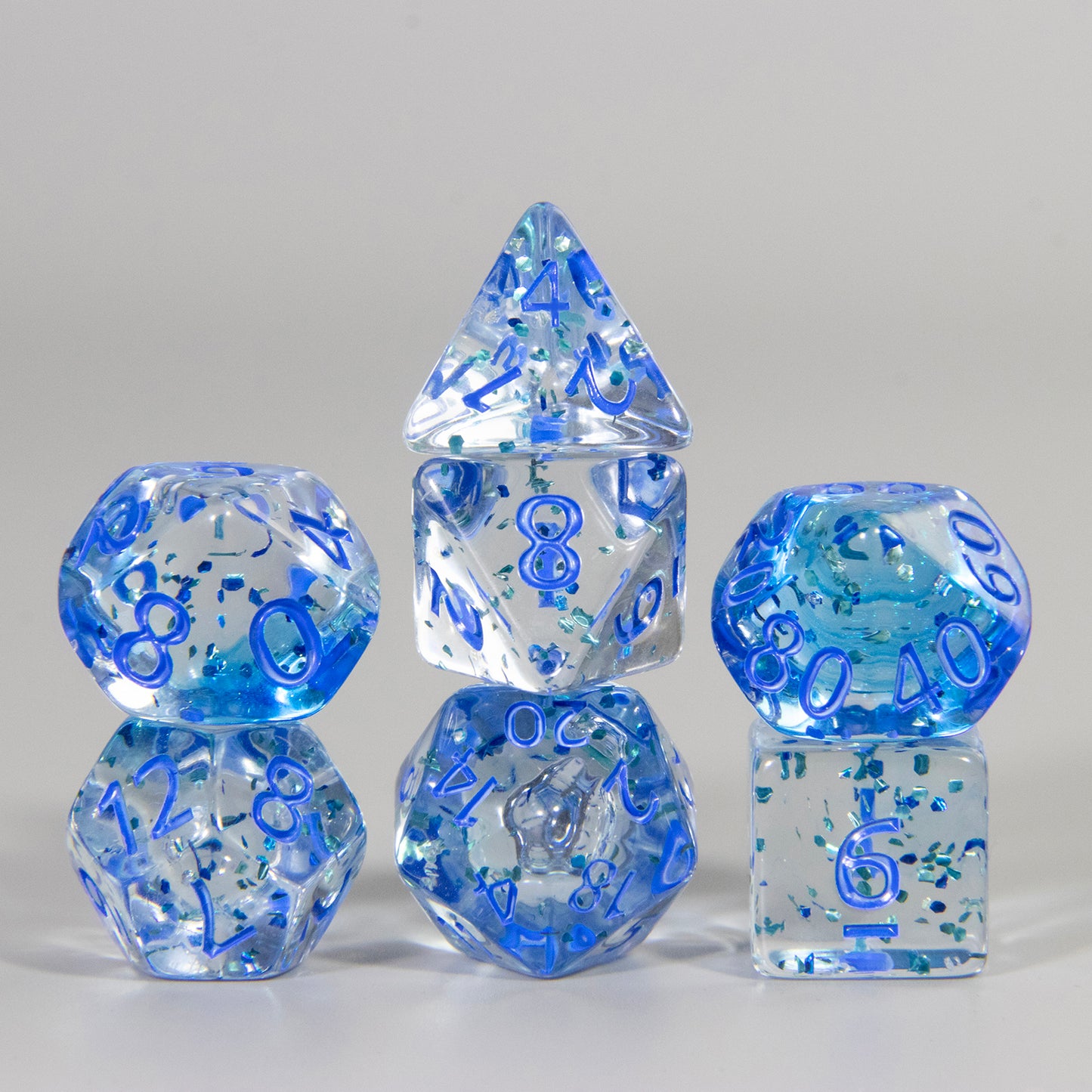 Glitter and Nebula Effect DND Dice Set 7pcs D4-D20 Polyhedral Dice for Role Playing Game Board Game Accessories As Gift