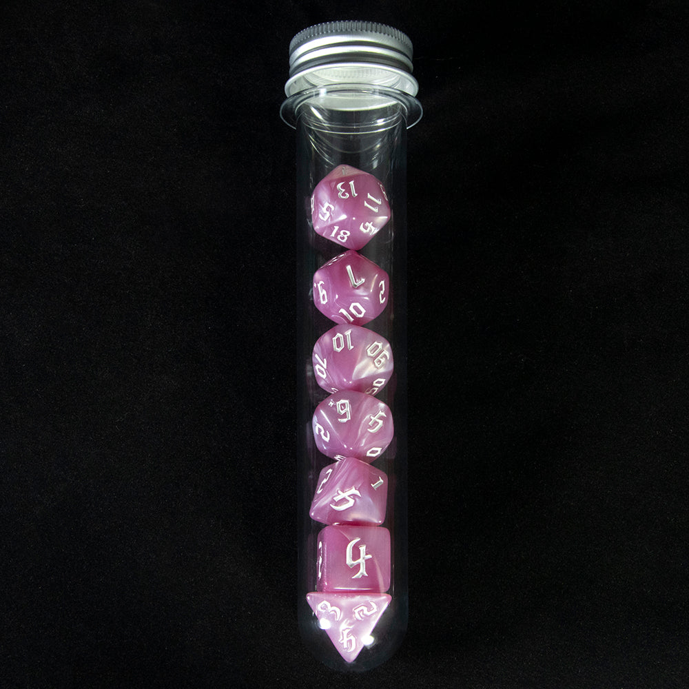 DND Polyhedron Dice Set 7 Pieces D4 D6 D8 D10 D% D12 D20 Marble Effect Game Dices with Tube,for D&D RPG Role Playing Table Games