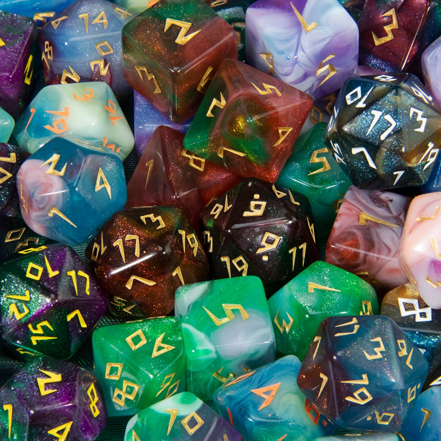 DND Dice Set Acrylic Polyhedral Dice 7 Pieces Mixed Colour Glitter Games Dice for RPG DND Board Game Accessories