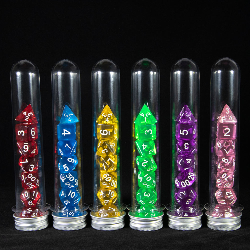 Candy Color Dice Polyhedral Dice Set D4 D6 D8 D10 D% D12 D20 with Tube for D&D Board Game As Souvenirst Gift