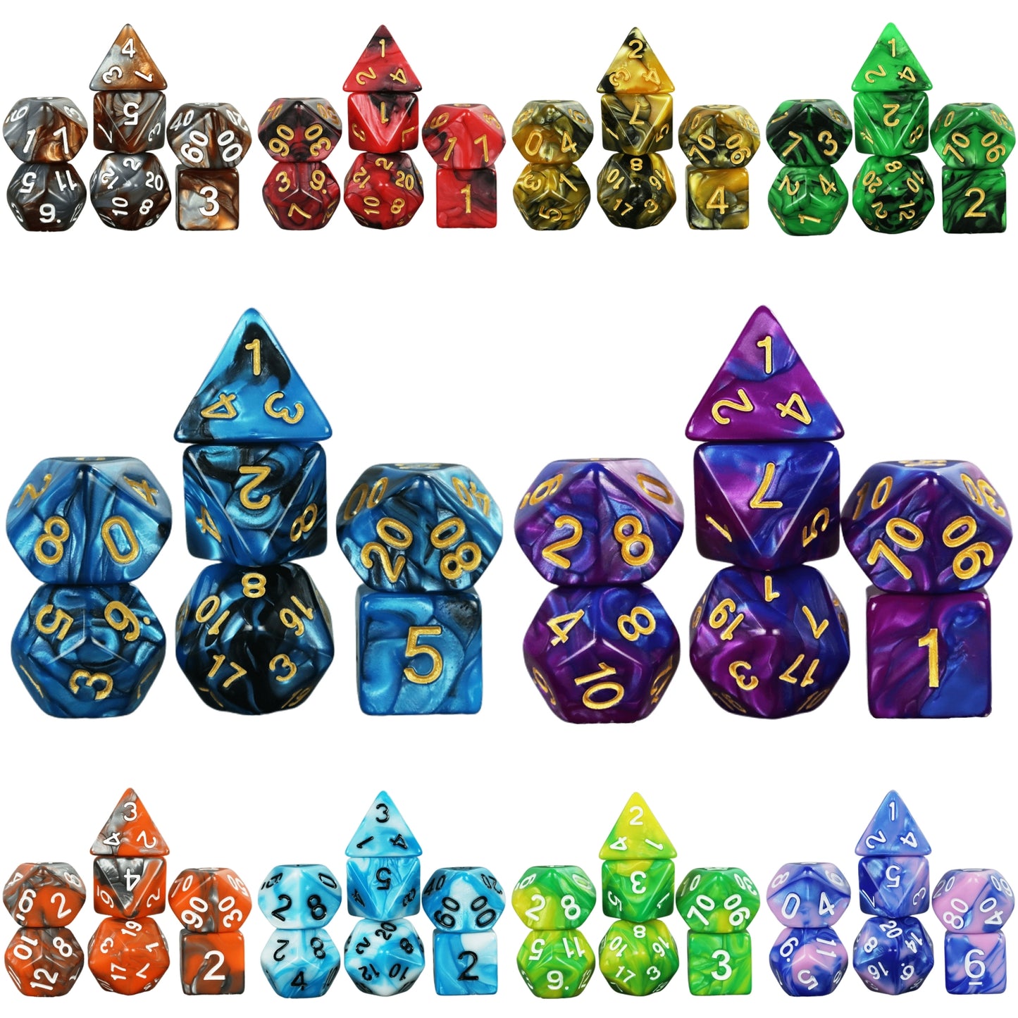 Acrylic Dice Set 7pcs DND Game Polyhedral Dice for Board Game Role Playing Game DND