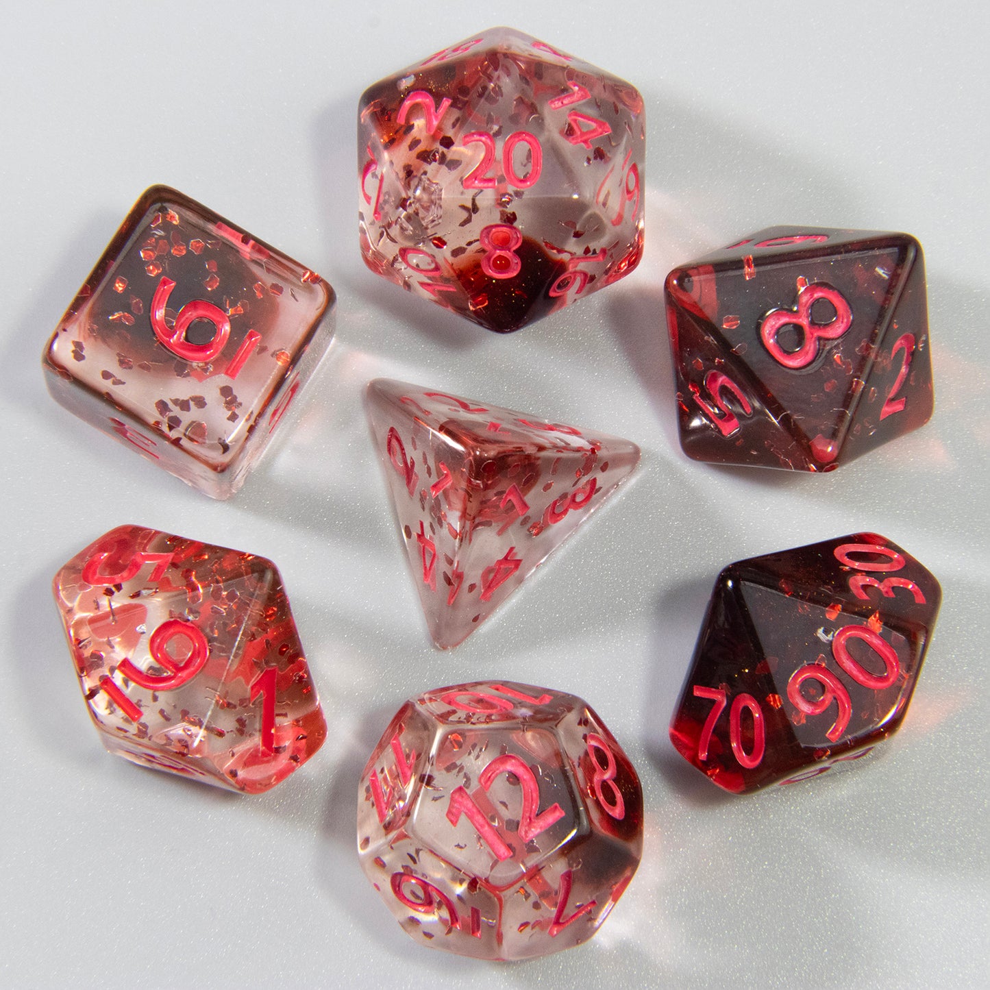 Glitter and Nebula Effect DND Dice Set 7pcs D4-D20 Polyhedral Dice for Role Playing Game Board Game Accessories As Gift