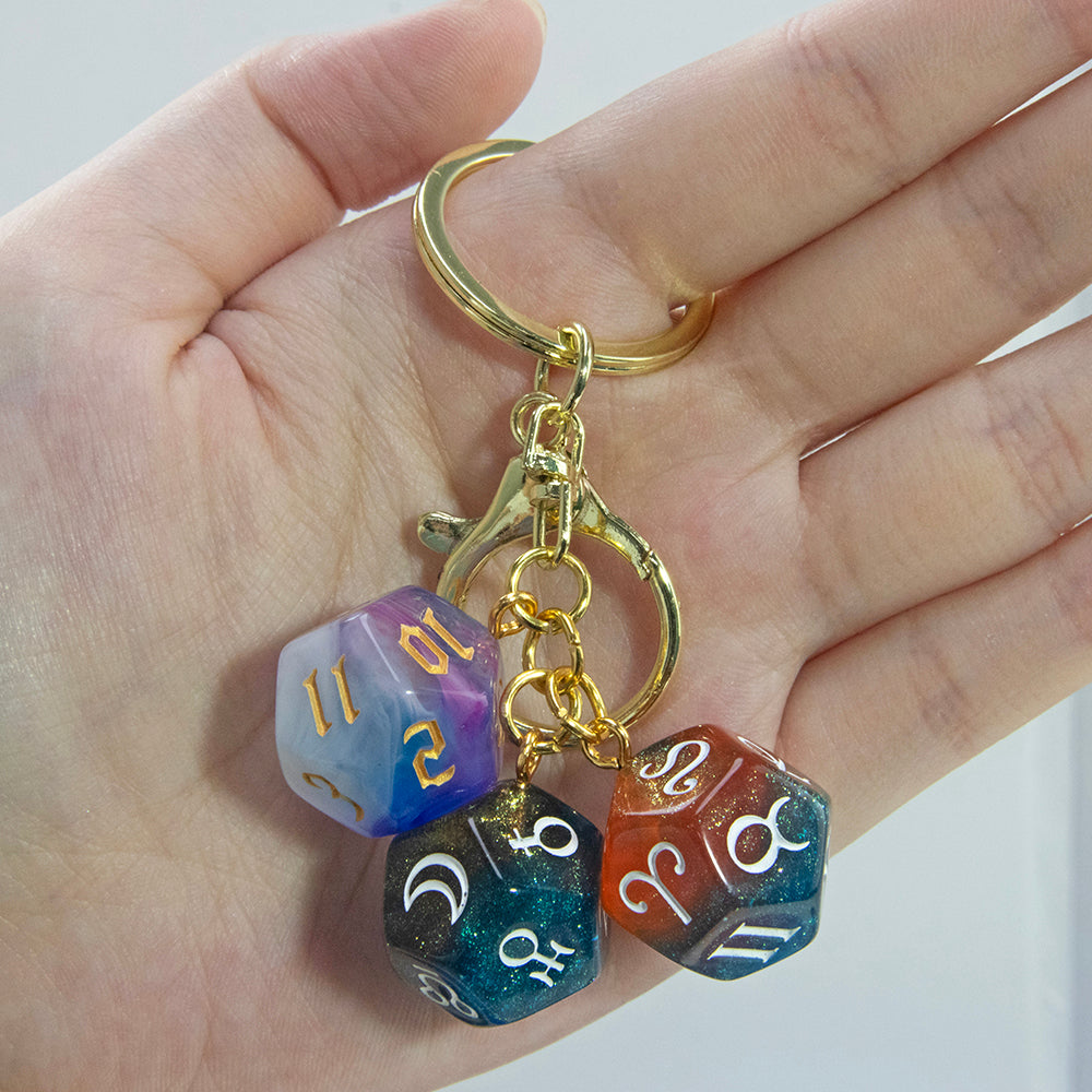 Dice Pendant Keychain Creative Gift Keyring Tarot D12 Dice Keychains for Wallet Handbag Lanyard