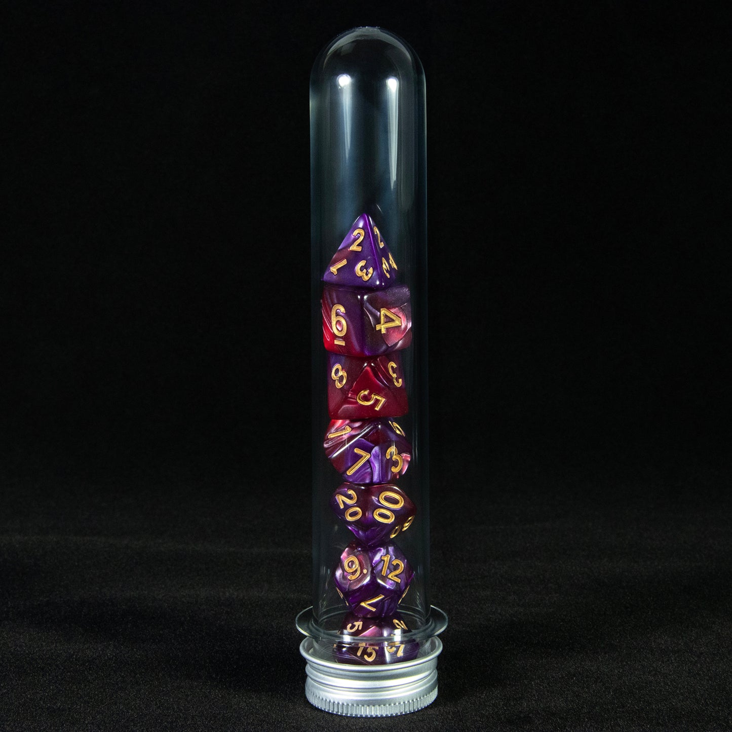 Mixing Colors Glitter Polyhedral Dice Set 7pieces DND Games Dice with Tube for D&D RPG Role Playing Table Games