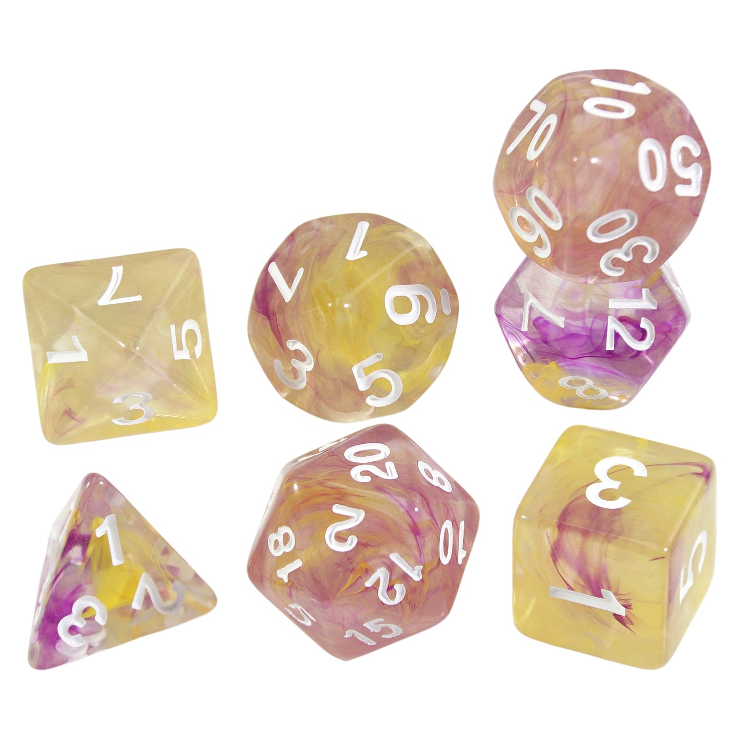 DND Dice Set with Mixed Color Fog Effect, 7pcs Polyhedral Dice for Board Games, DND TRPG Gaming Accessories, Perfect for Role-Playing Games