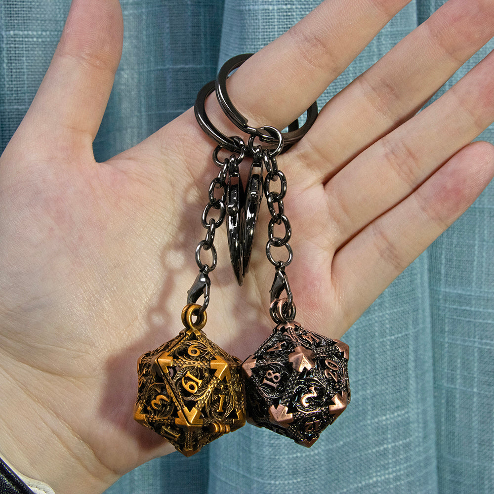 Dragon D20 Dice Keychain Fashion Keyring Ornament Key Chain Pendant Men Gifts