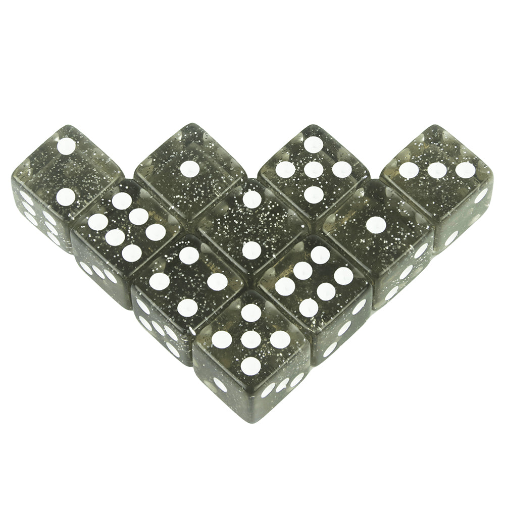 16mm Dice Set for Tabletop Games, 10pcs  6 Sided Dice, Transparent Glitter Effect, Acrylic Square-Corner Dice for Board Games DND TRPG
