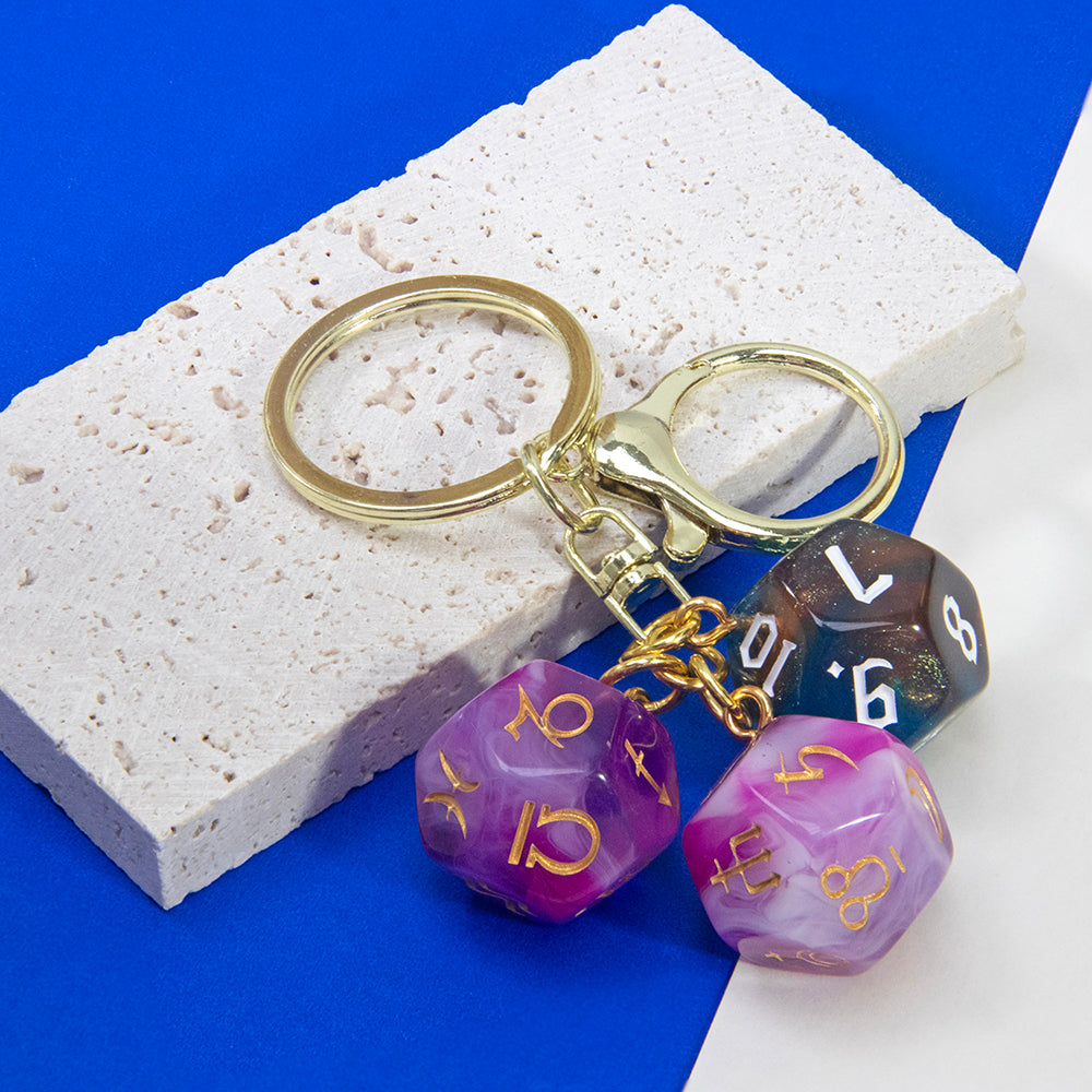 Dice Pendant Keychain Creative Gift Keyring Tarot D12 Dice Keychains for Wallet Handbag Lanyard