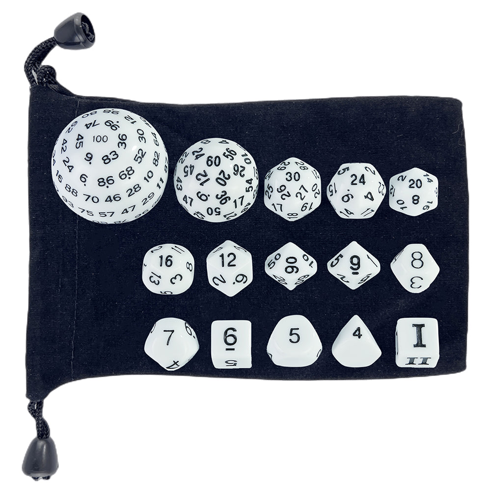 15pcs D3-D100 Game Dice with Bag Opaque Polyhedral Dice for DND Role Playing Board Game Accessories
