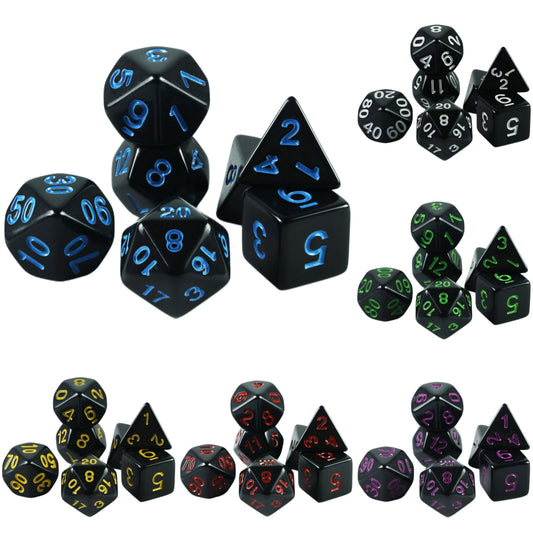 7pcs/set Opaque Dice Polyhedral Game Dice D4 D6 D8 D10 D10% D12 D20 for Board Game DND Role Playing