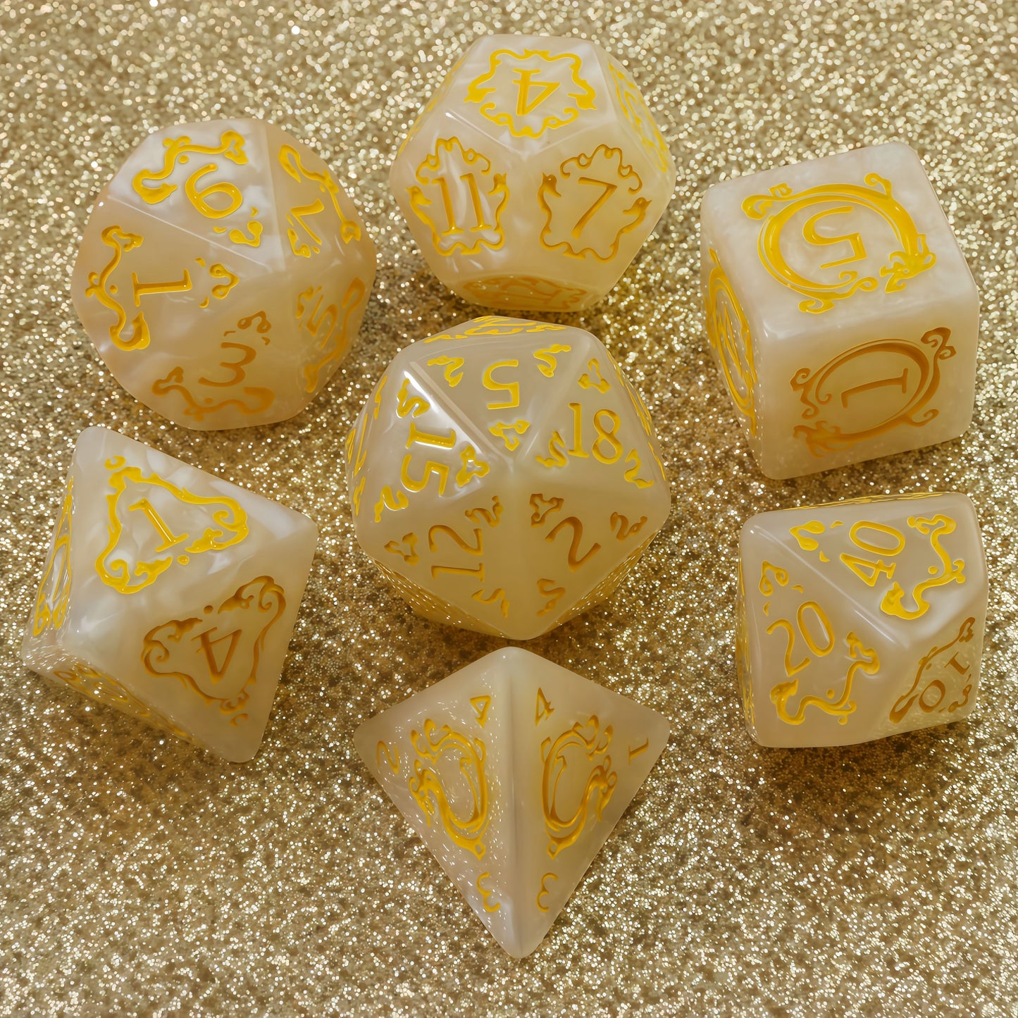 DNDGame Polyhedral Dice Set Dragon Pattern 7pcs of D4 D6 D8 D10 D10% D12 D20 for RPG Board Game Accessories