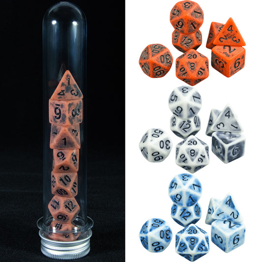 DND Dice Set 7 PCS Polyhedral Retro Dice, for D&D RPG Roleplaying Tabletop Dices, Complete D4 D6 D8 D10 D12 D20 with Tube