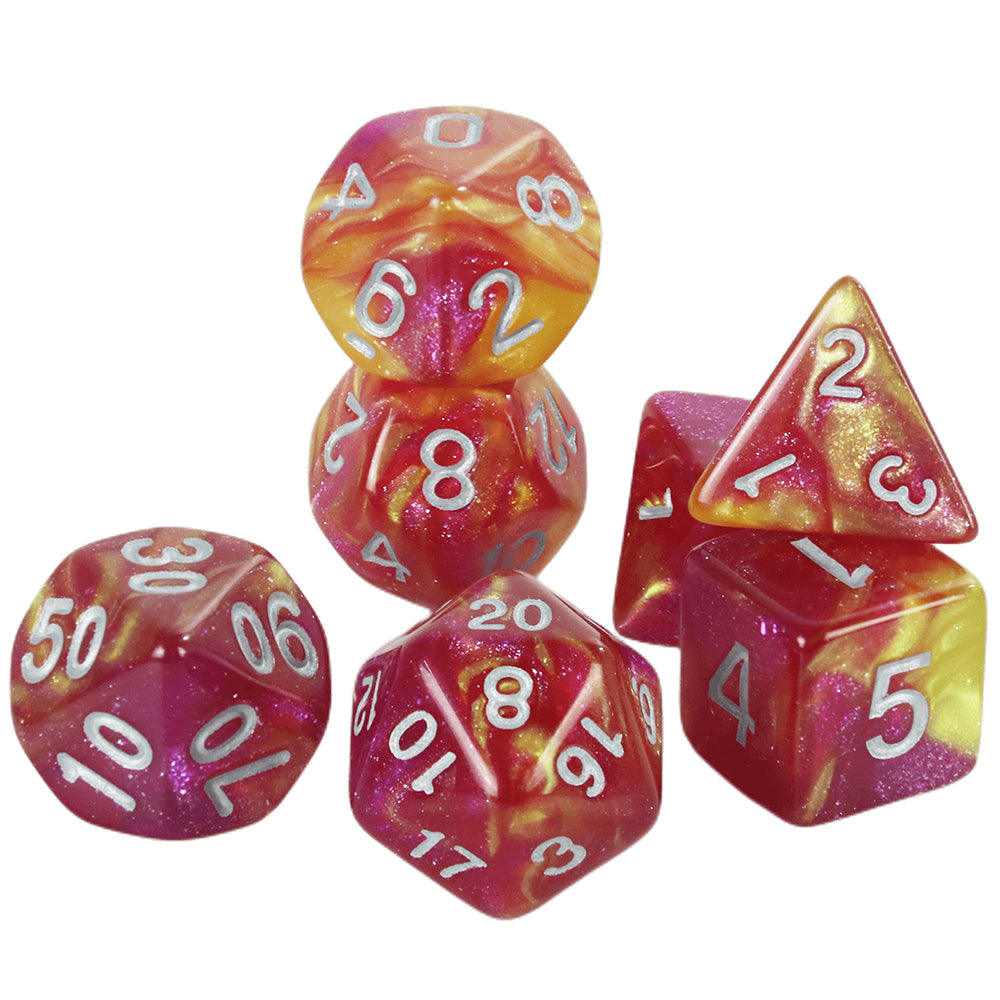 Colorful Galaxy Themed Polyhedral Dice Set D4-D20 for Entertainment Tabletop Games Party Games
