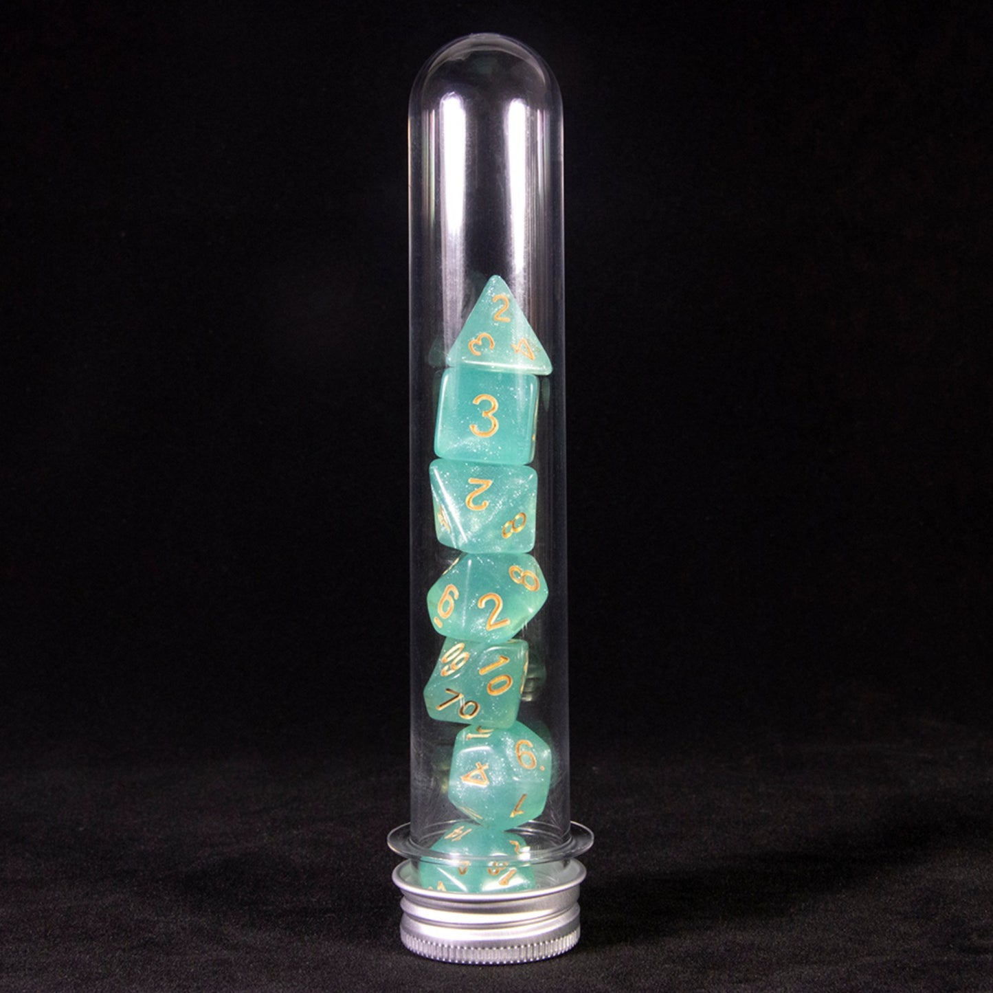 7pcs Glitter Polyhedral Dice Set D4 D6 D8 D% D10 D12 D20 Dice with Tube for D&D RPG Role Playing Game Table Game Accessories