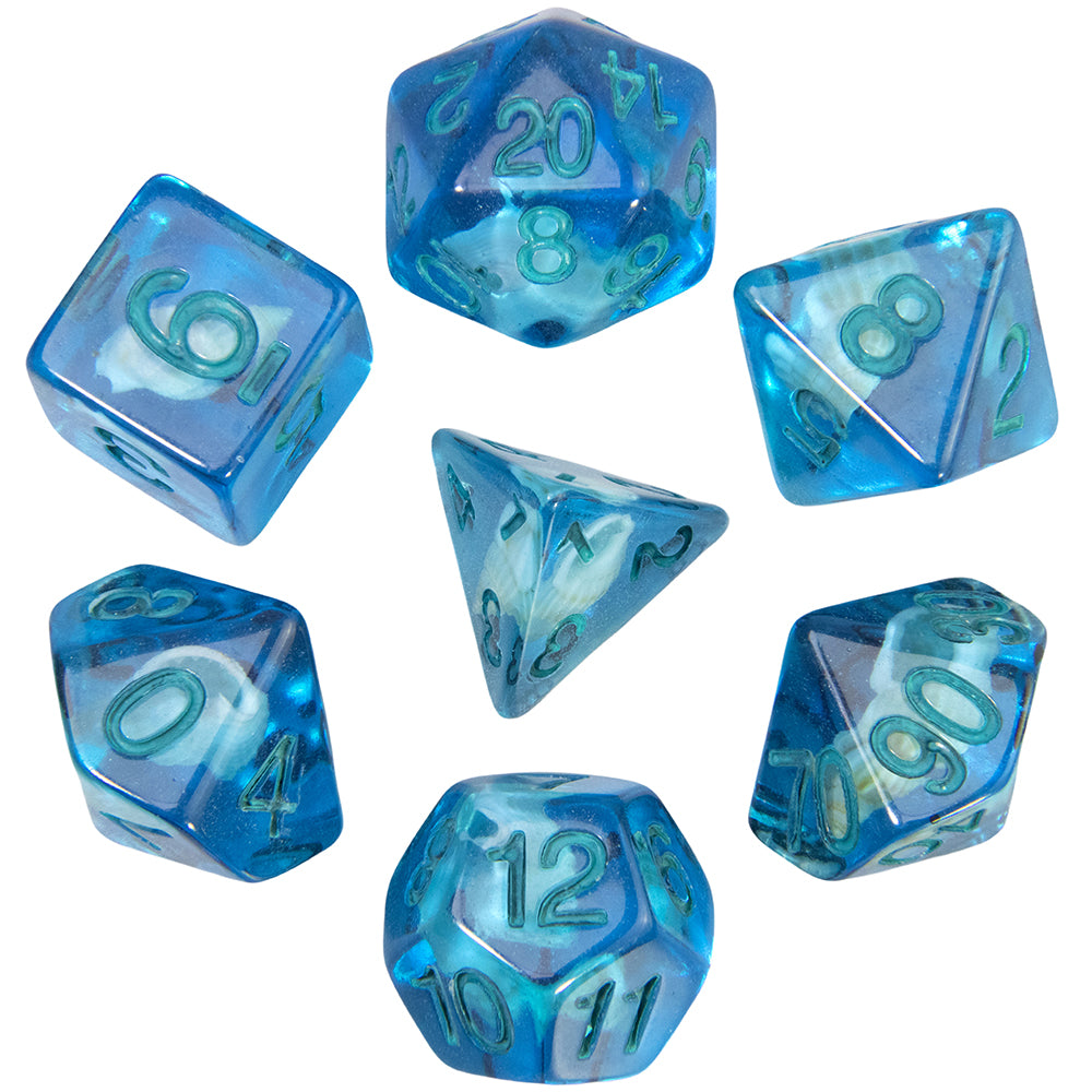 Shells/Skull Polyhedral Dice Set 7 Pieces D4-D20 D&D Game Dices for DND TRPG Board Game and Role Playing Game Accessories