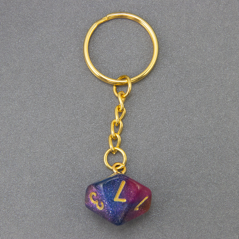 Galaxy Effect Dice Keychains D4-D20 Dice Keyring Car Bag Keychains Key Holder Men Women Gift