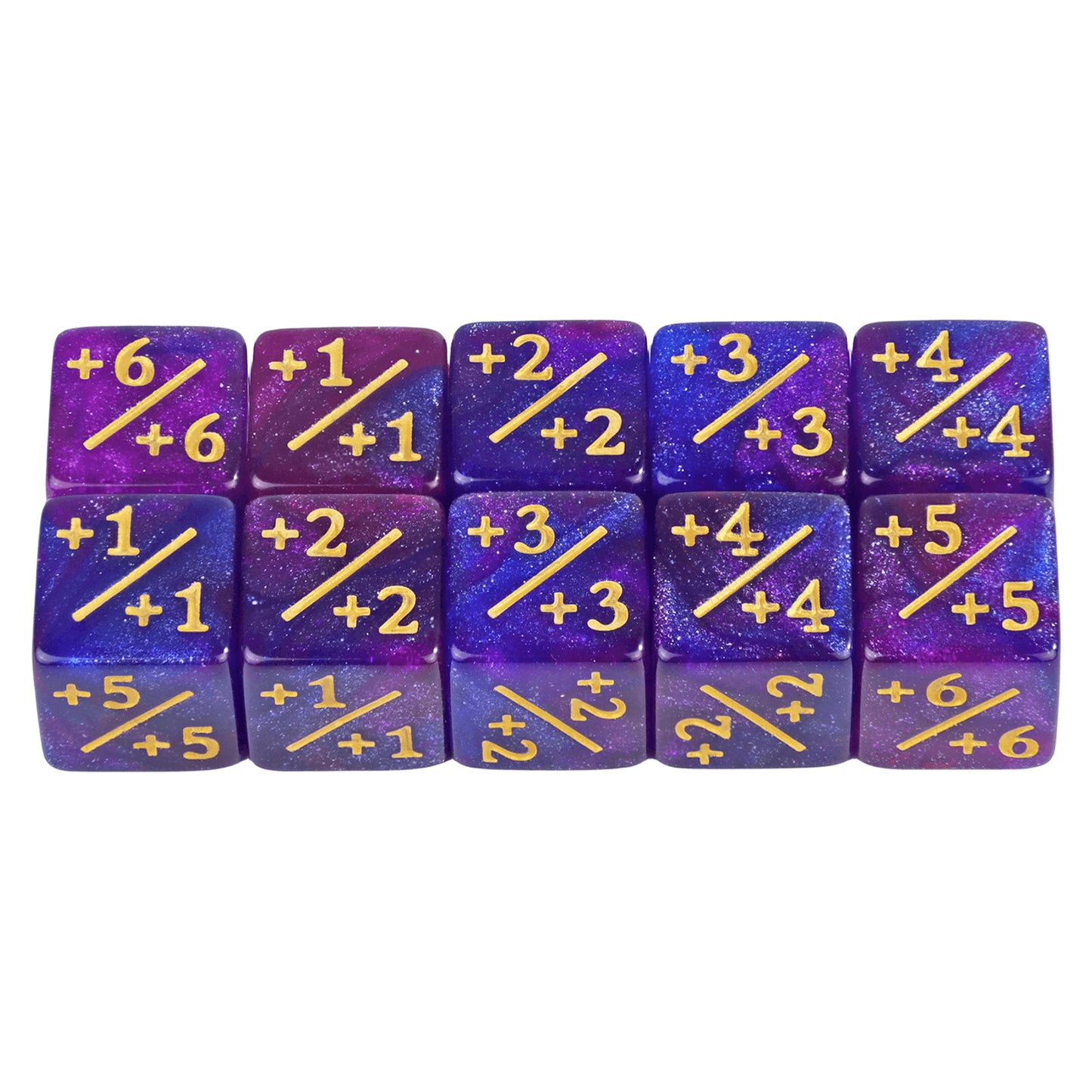 Six Sided Dice Set D6 Counters +1/+1 and -1/-1 Set of 10 Dice for Math Teaching, Card Game Accessories