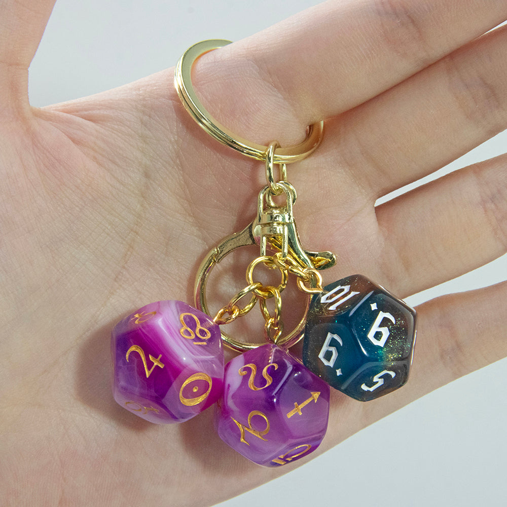 Dice Pendant Keychain Creative Gift Keyring Tarot D12 Dice Keychains for Wallet Handbag Lanyard