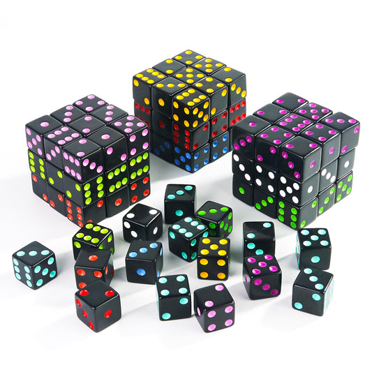 10pcs 16mm Colored Dice Set Square Corner 6 Sided Opaque Dice 10 Colors for Board Games Math
